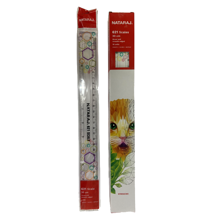 Nataraj 621 30 cm Ruler –10pcs , 2‑in‑1 Metric & Imperial Ruler for Students, School & Office