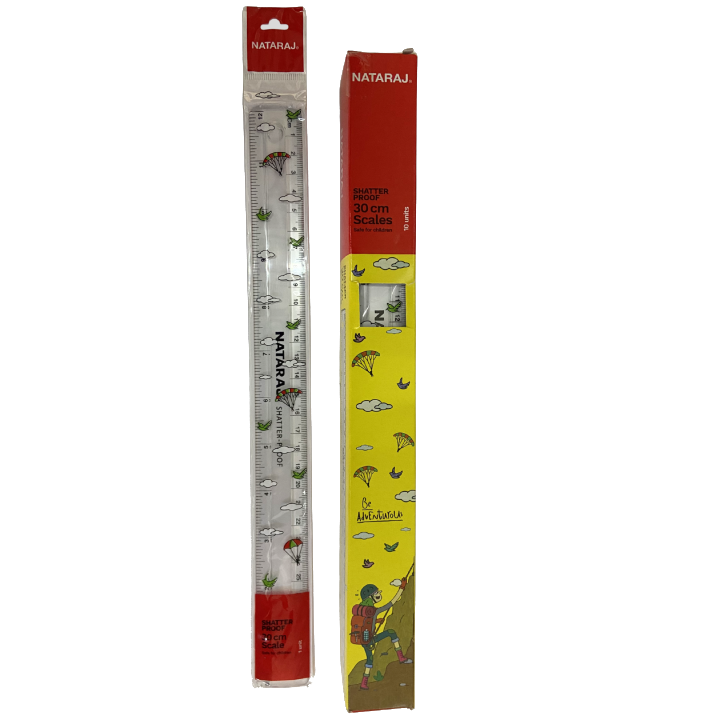 Nataraj Shatter Proof Ruler –  (10 pcs)30 cm Transparent, Durable Measuring Scale for School, Office & Technical Drawing