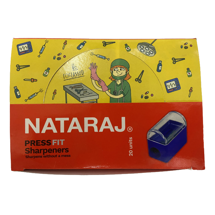 Nataraj Pressfit Sharpener – Pack of 20 Pencil Sharpeners, Durable & Smooth Sharpening for School, Office & Home Use