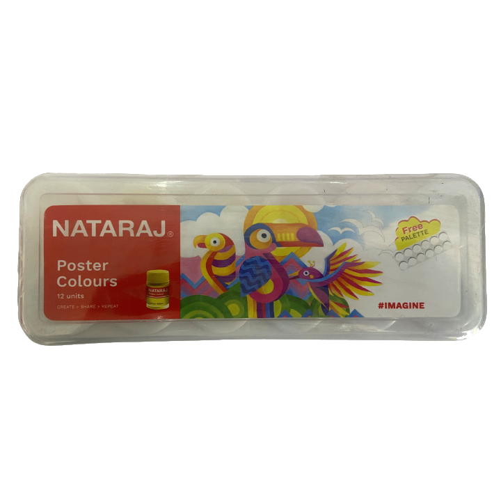 Nataraj Poster Colours (12 Colours) Set – Bright, Non-Toxic Paints for School & Art