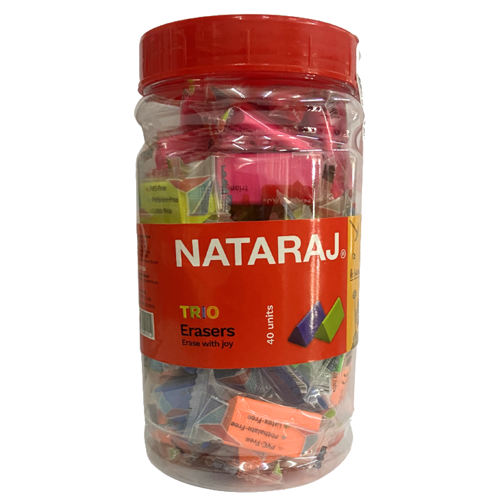 Nataraj Trio Neon Eraser 40 Pack – Bright, Clean & Precision Erasing