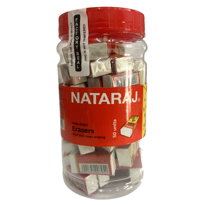 Nataraj Non-Dust Jumbo Eraser Bulk Pack –20 Pieces, Clean Smudge-Free Erasing