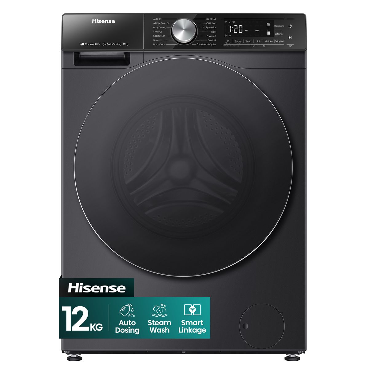 Hisense  12KG QR Series Washing Machine with Inverter Motor & Steam Function-WFQR1214VAJMW