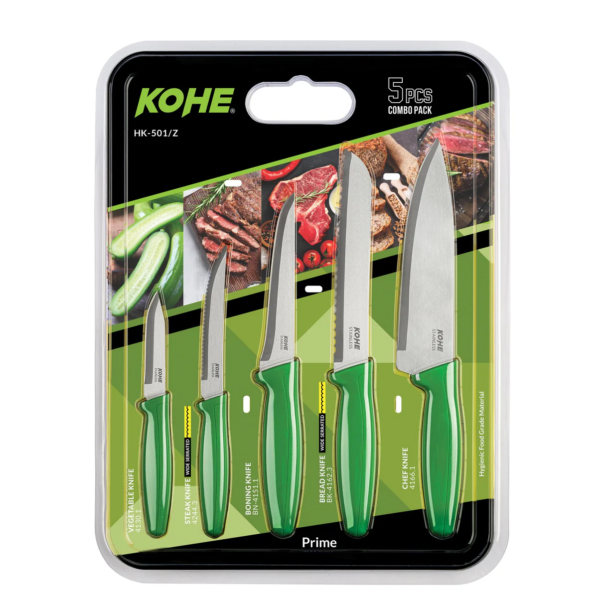 KOHE - Vegitable/Steak/Boning/Bread/Chef Knife COMBO 5 PCS HK-501