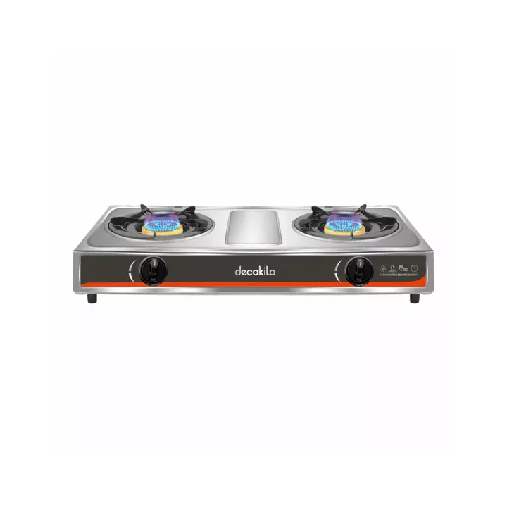 Decakila -  Gas Cooker 2 Burner 2.7kW x 2 Stainless Steel Even Heating - KMGS040M