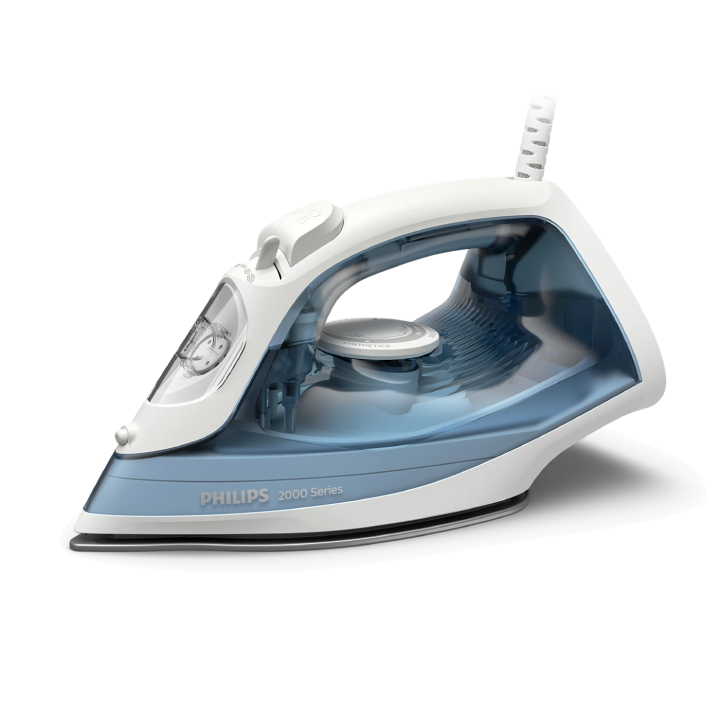 Philips  - Steam Iron 2000 Series - 2000W, 25 g/min Continous Steam, 100g Steam Boost, Non-Stick Soleplate, Drip-Stop, 4 Settings, Light Weight, Blue - DST2010 