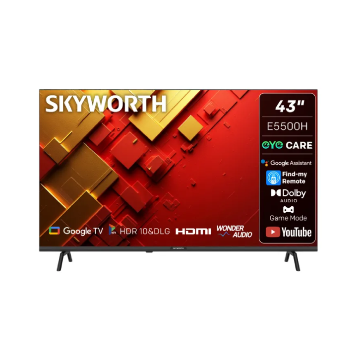 SKYWORTH - 43-inch FHD Google TV | Game Mode | HDMI | Youtube | Eye care | google assistant | Find my remote- 43E5500H
