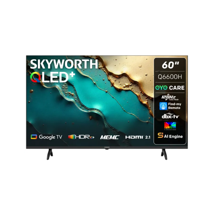 SKYWORTH - 60"Inch 4K QLED Google Smart TV with Eye Care - 60Q6600H