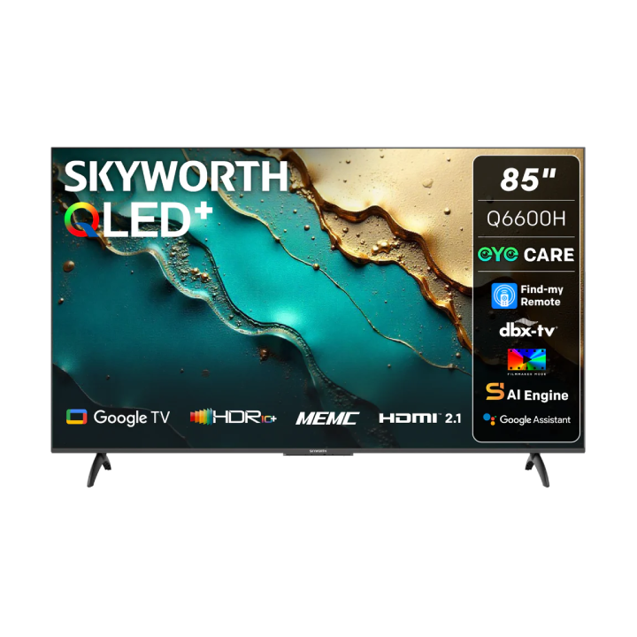 SKYWORTH  - 85" Q6600H 4K QLED+ Google Smart TV with HDR10+ Dolby sound | 4K resolution | 3 x HDMI - 85Q6600H