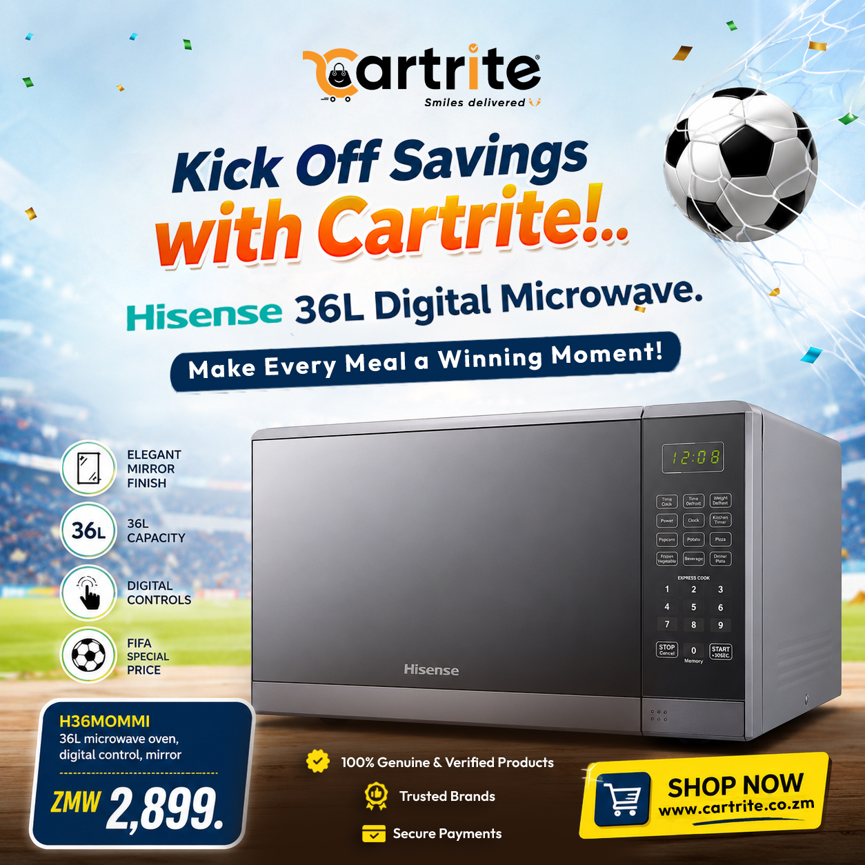 Hisense 36L Microwave 1000W | FIFA Football Special Offer