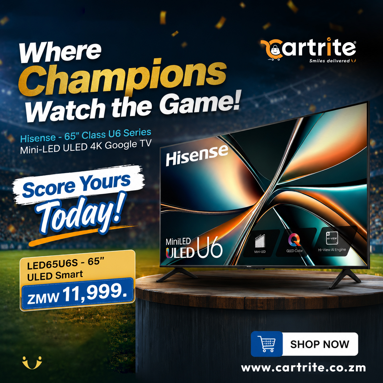 Hisense - 65" Class U6 Series Mini-LED ULED 4K Google TV - LED65U6S