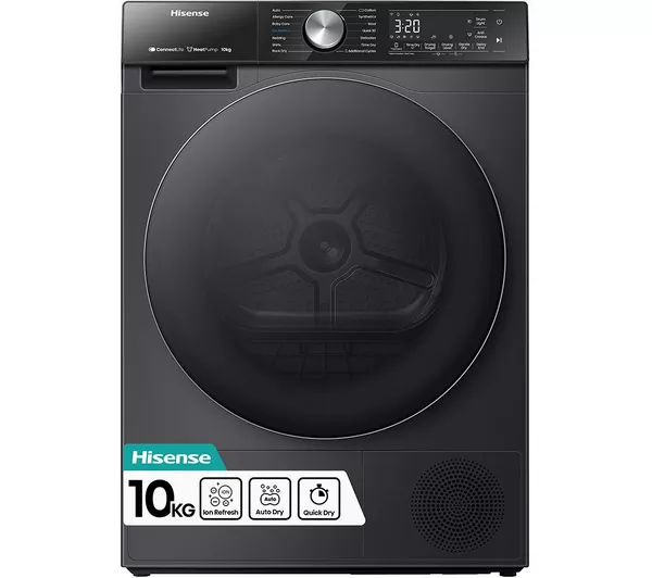 Hisense DH5S102BB | 5S Series 10kg Premium Black Heat Pump Tumbler Dryer