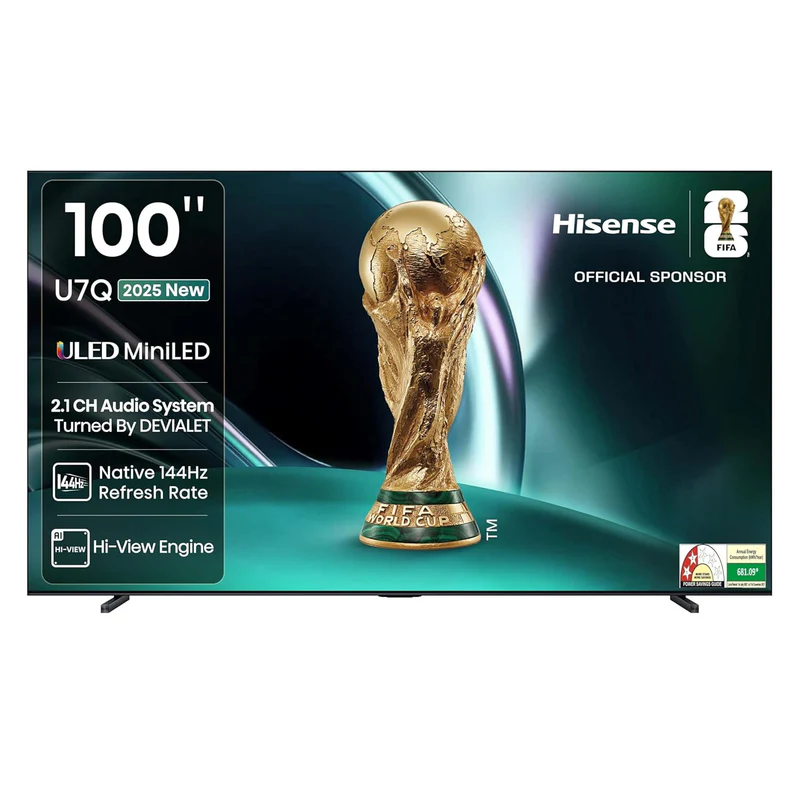 Hisense 100" Mini LED 4K UHD Smart TV | 144Hz, Dolby Vision, Dolby Atmos, Hands free voice control- 100U7Q 4K
